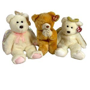 Ty Beanie Baby Buddy Lot of Halo I, Halo II, and Hope The Praying Bear 1999-2000